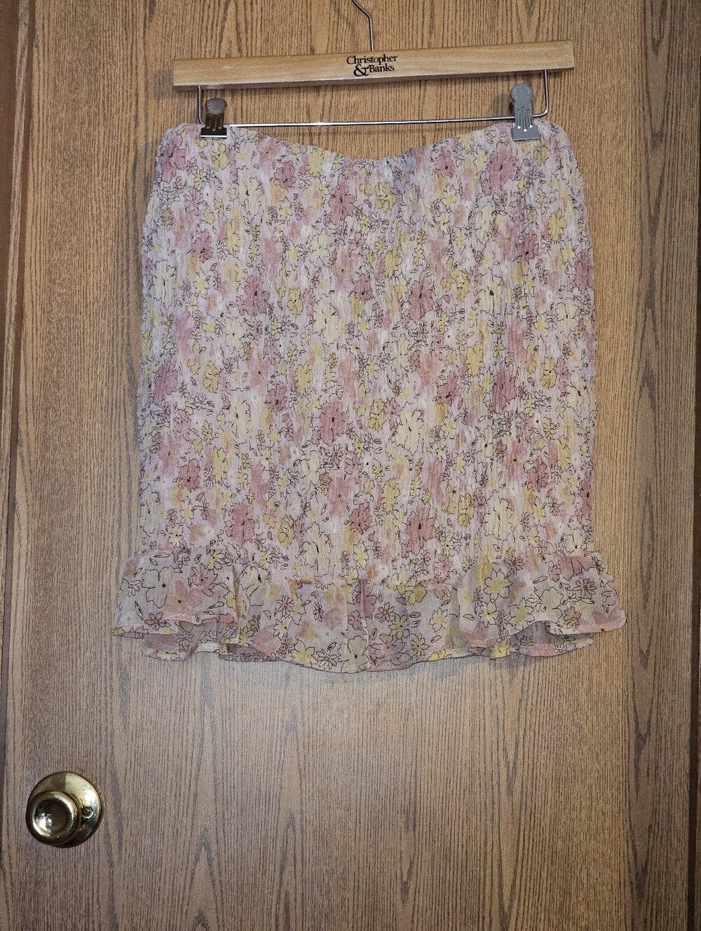 Floral Ruffled Mini Skirt - Pink & Yellow - Picture 2 of 2